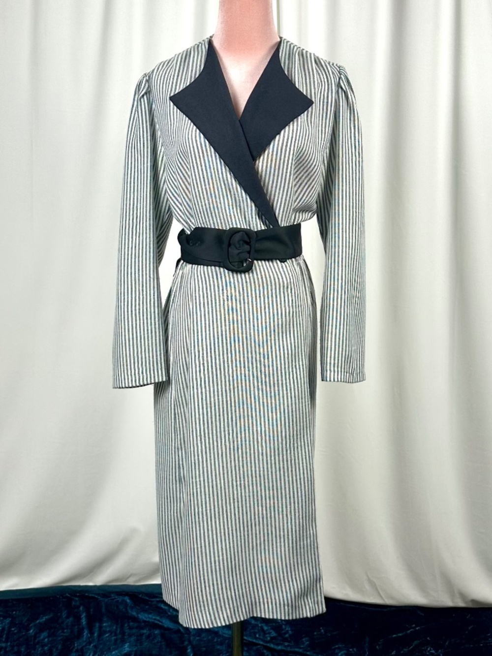 Joseph Ribkoff Vintage Striped Blazer Dress Union Made Midi Coat Dress M